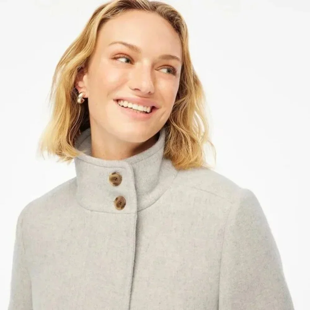 NWT J. Crew Wool-Blend City Coat Peacoat (Gray) 0